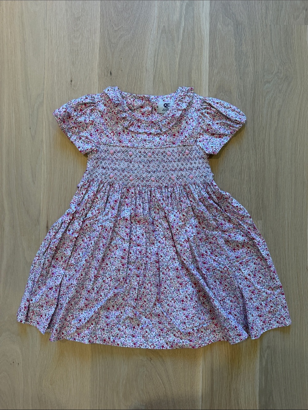 Question Everything Girls Pink Floral Smocked Dress Size 4-5Y